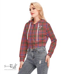 ScotsTee Shop Scottish MacRae Ancient Clan Crest Tartan Womens Cropped Zip Up Hoodie