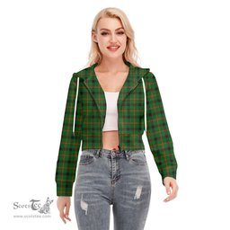 ScotsTee Shop Scottish Kincaid Modern Clan Tartan Womens Cropped Zip Up Hoodie