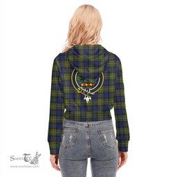 ScotsTee Shop Scottish MacLaren Modern Clan Crest Tartan Womens Cropped Zip Up Hoodie