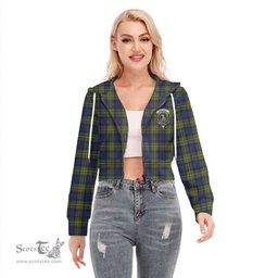 ScotsTee Shop Scottish MacLaren Modern Clan Crest Tartan Womens Cropped Zip Up Hoodie