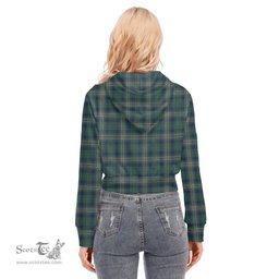 ScotsTee Shop Scottish Kennedy Modern Clan Tartan Womens Cropped Zip Up Hoodie