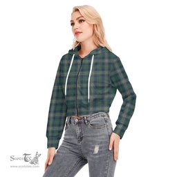 ScotsTee Shop Scottish Kennedy Modern Clan Tartan Womens Cropped Zip Up Hoodie