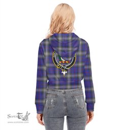 ScotsTee Shop Scottish Kinnaird Clan Crest Tartan Womens Cropped Zip Up Hoodie