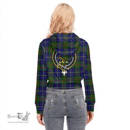 ScotsTee Shop Scottish MacLeod of Harris Modern Clan Crest Tartan Womens Cropped Zip Up Hoodie