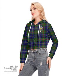 ScotsTee Shop Scottish MacLeod of Harris Modern Clan Crest Tartan Womens Cropped Zip Up Hoodie
