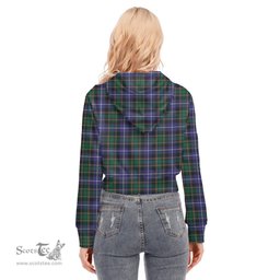 ScotsTee Shop Scottish MacRae Hunting Modern Clan Tartan Womens Cropped Zip Up Hoodie