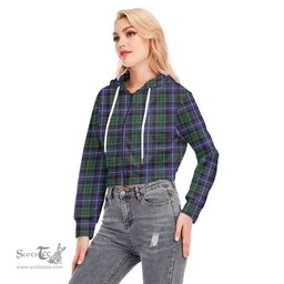 ScotsTee Shop Scottish MacRae Hunting Modern Clan Tartan Womens Cropped Zip Up Hoodie