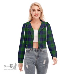 ScotsTee Shop Scottish Keith Modern Clan Tartan Womens Cropped Zip Up Hoodie
