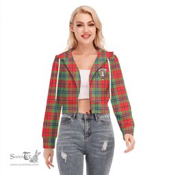 ScotsTee Shop Scottish MacLean of Duart Modern Clan Crest Tartan Womens Cropped Zip Up Hoodie