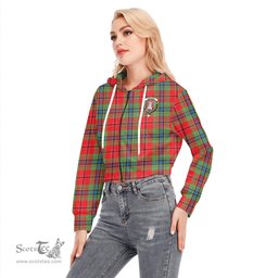 ScotsTee Shop Scottish MacLean of Duart Modern Clan Crest Tartan Womens Cropped Zip Up Hoodie