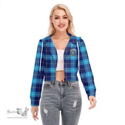 ScotsTee Shop Scottish McKerrell Clan Crest Tartan Womens Cropped Zip Up Hoodie
