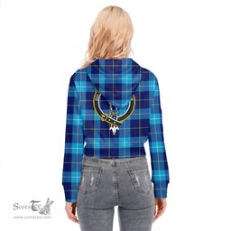 ScotsTee Shop Scottish McKerrell Clan Crest Tartan Womens Cropped Zip Up Hoodie
