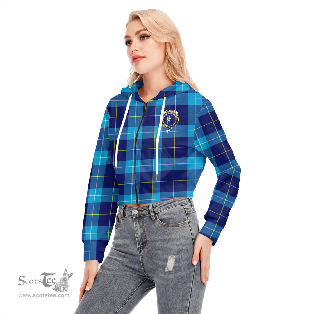 ScotsTee Shop Scottish McKerrell Clan Crest Tartan Womens Cropped Zip Up Hoodie