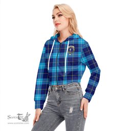 ScotsTee Shop Scottish McKerrell Clan Crest Tartan Womens Cropped Zip Up Hoodie