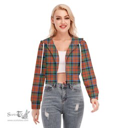 ScotsTee Shop Scottish MacNaughton Ancient Clan Tartan Womens Cropped Zip Up Hoodie