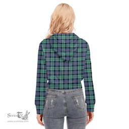 ScotsTee Shop Scottish MacTaggart Ancient Clan Tartan Womens Cropped Zip Up Hoodie