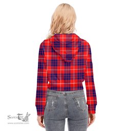 ScotsTee Shop Scottish Hamilton Modern Clan Tartan Womens Cropped Zip Up Hoodie