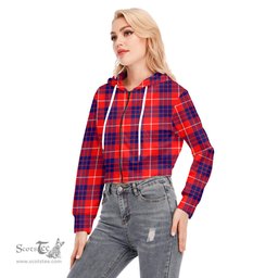 ScotsTee Shop Scottish Hamilton Modern Clan Tartan Womens Cropped Zip Up Hoodie