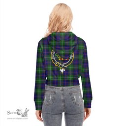 ScotsTee Shop Scottish MacThomas Modern Clan Crest Tartan Womens Cropped Zip Up Hoodie