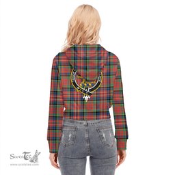 ScotsTee Shop Scottish MacPherson Ancient Clan Crest Tartan Womens Cropped Zip Up Hoodie