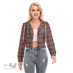 ScotsTee Shop Scottish MacPherson Ancient Clan Crest Tartan Womens Cropped Zip Up Hoodie