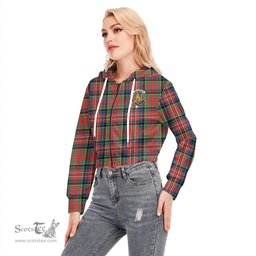 ScotsTee Shop Scottish MacPherson Ancient Clan Crest Tartan Womens Cropped Zip Up Hoodie