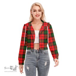 ScotsTee Shop Scottish Kerr Modern Clan Tartan Womens Cropped Zip Up Hoodie