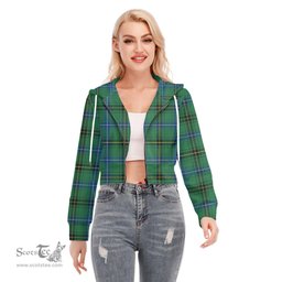ScotsTee Shop Scottish Henderson Ancient Clan Tartan Womens Cropped Zip Up Hoodie