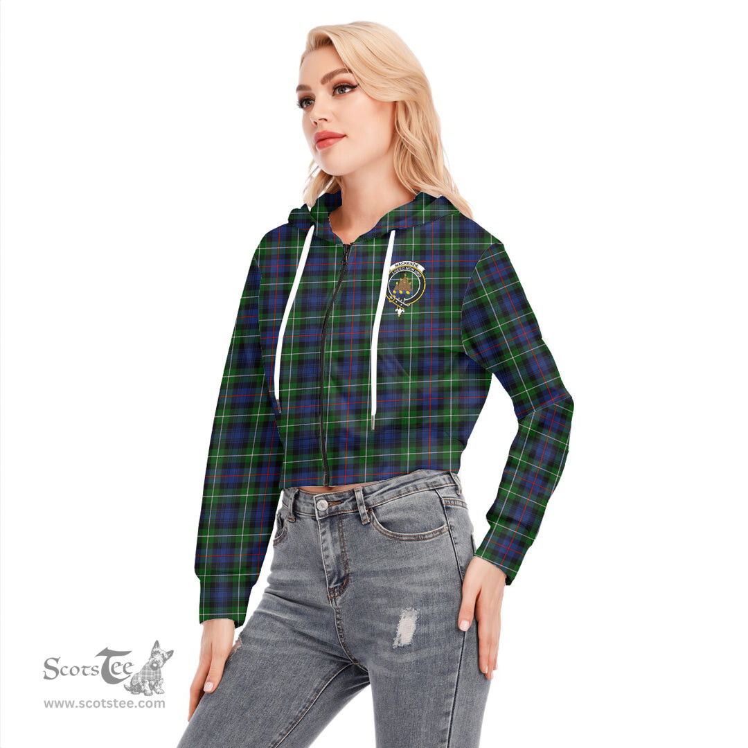 ScotsTee Shop Scottish MacKenzie Modern Clan Crest Tartan Womens Cropped Zip Up Hoodie