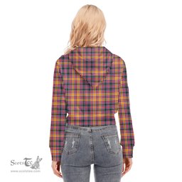ScotsTee Shop Scottish Jacobite Clan Tartan Womens Cropped Zip Up Hoodie