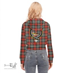 ScotsTee Shop Scottish MacLachlan Weathered Clan Crest Tartan Womens Cropped Zip Up Hoodie
