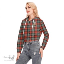 ScotsTee Shop Scottish MacLachlan Weathered Clan Crest Tartan Womens Cropped Zip Up Hoodie