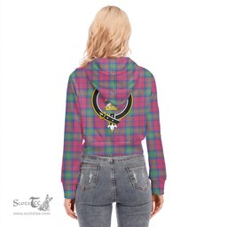 ScotsTee Shop Scottish Lindsay Ancient Clan Crest Tartan Womens Cropped Zip Up Hoodie