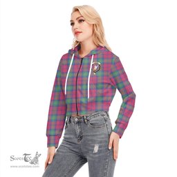 ScotsTee Shop Scottish Lindsay Ancient Clan Crest Tartan Womens Cropped Zip Up Hoodie