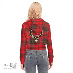 ScotsTee Shop Scottish MacDougall Modern Clan Crest Tartan Womens Cropped Zip Up Hoodie