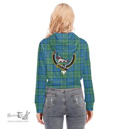 ScotsTee Shop Scottish Lockhart Clan Crest Tartan Womens Cropped Zip Up Hoodie
