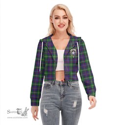 ScotsTee Shop Scottish Inglis Modern Clan Crest Tartan Womens Cropped Zip Up Hoodie