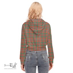 ScotsTee Shop Scottish MacKinnon Ancient Clan Tartan Womens Cropped Zip Up Hoodie