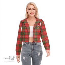 ScotsTee Shop Scottish Hay Modern Clan Crest Tartan Womens Cropped Zip Up Hoodie