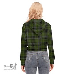 ScotsTee Shop Scottish MacLean Hunting Clan Tartan Womens Cropped Zip Up Hoodie