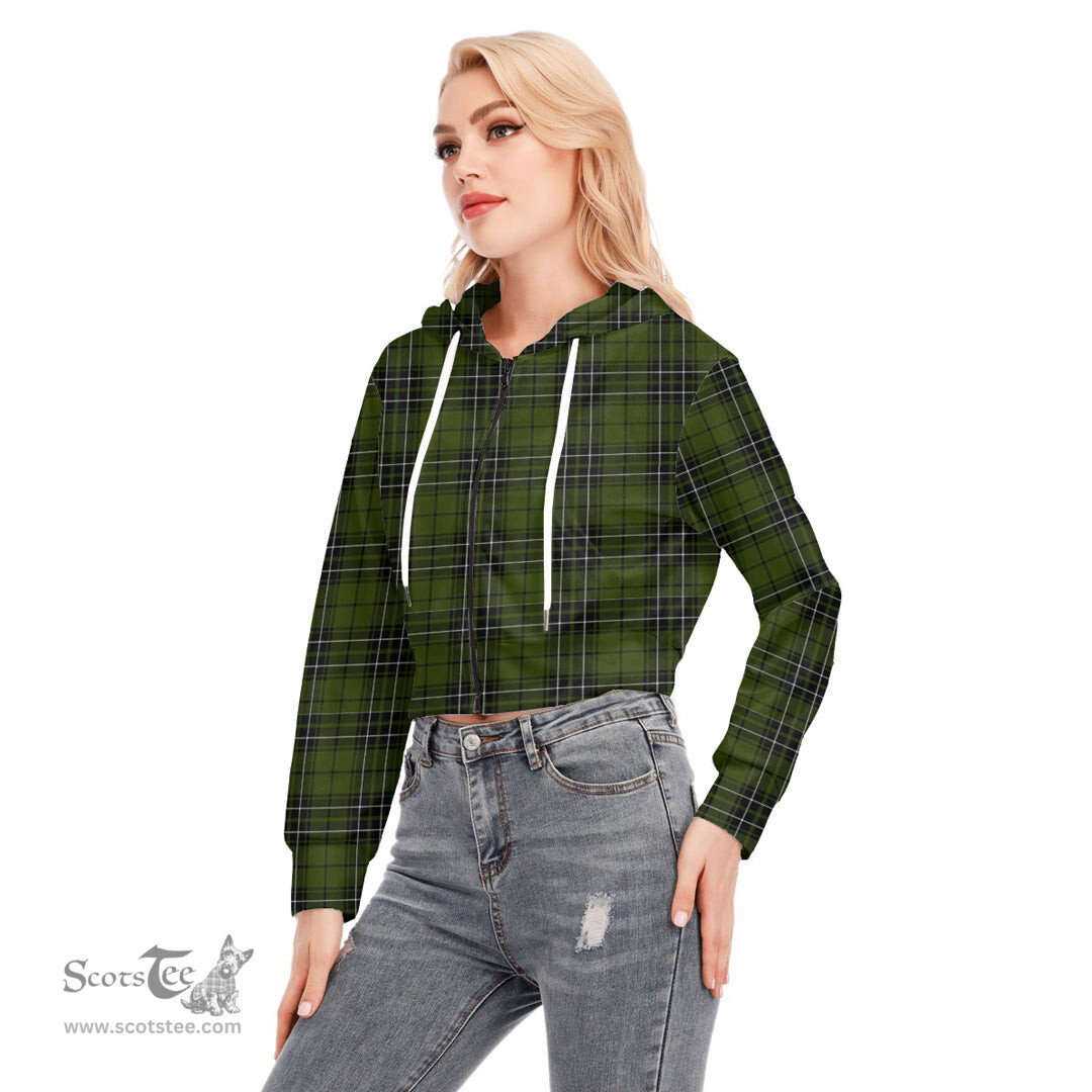 ScotsTee Shop Scottish MacLean Hunting Clan Tartan Womens Cropped Zip Up Hoodie