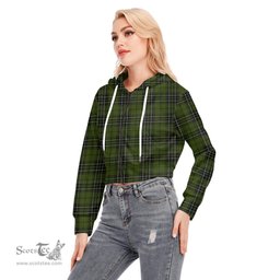 ScotsTee Shop Scottish MacLean Hunting Clan Tartan Womens Cropped Zip Up Hoodie
