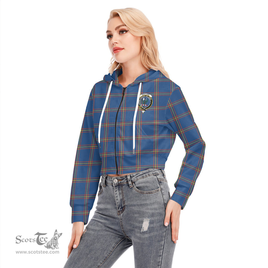ScotsTee Shop Scottish MacLaine of Loch Buie Hunting Ancient Clan Crest Tartan Womens Cropped Zip Up Hoodie