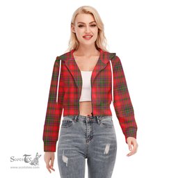 ScotsTee Shop Scottish MacDougall Modern Clan Tartan Womens Cropped Zip Up Hoodie