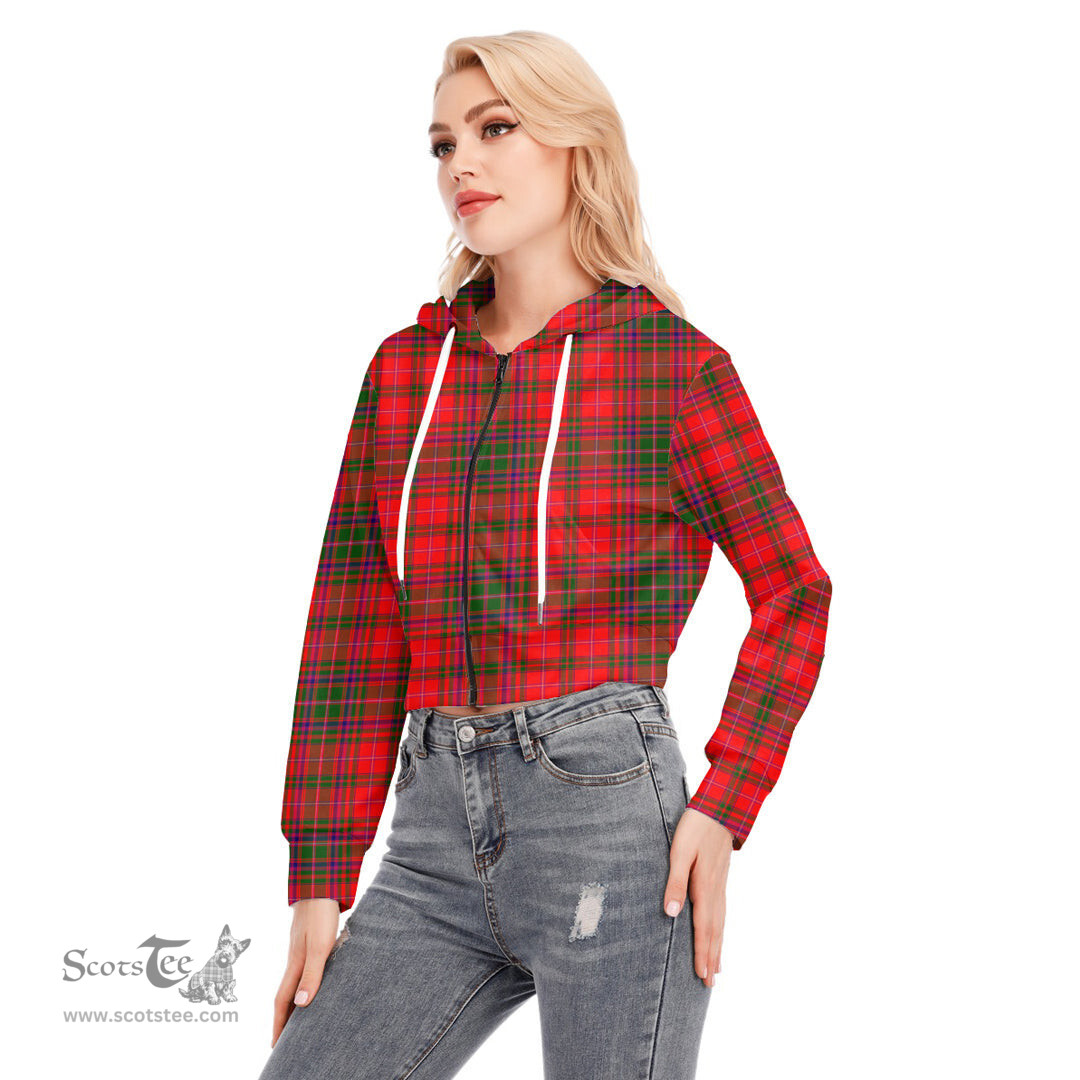 ScotsTee Shop Scottish MacDougall Modern Clan Tartan Womens Cropped Zip Up Hoodie
