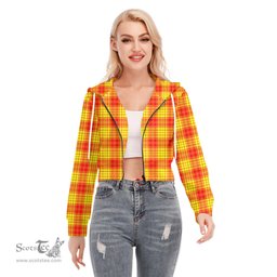 ScotsTee Shop Scottish MacLeod of Raasay Clan Tartan Womens Cropped Zip Up Hoodie