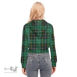 ScotsTee Shop Scottish MacAlpine Ancient Clan Tartan Womens Cropped Zip Up Hoodie