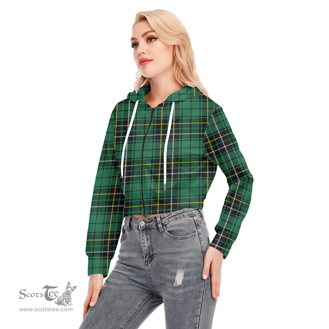ScotsTee Shop Scottish MacAlpine Ancient Clan Tartan Womens Cropped Zip Up Hoodie