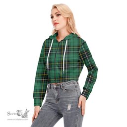 ScotsTee Shop Scottish MacAlpine Ancient Clan Tartan Womens Cropped Zip Up Hoodie