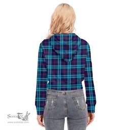 ScotsTee Shop Scottish McCorquodale Clan Tartan Womens Cropped Zip Up Hoodie